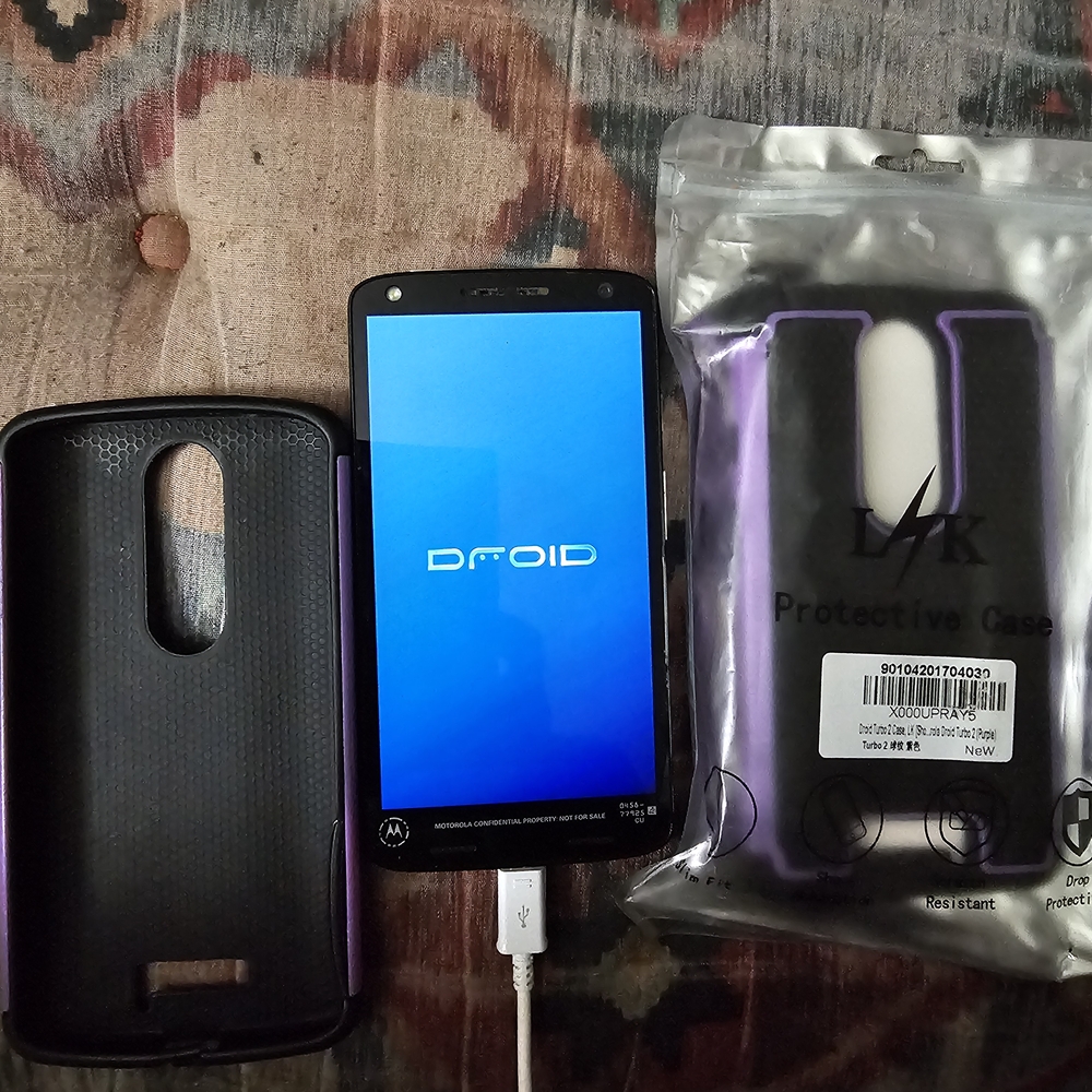 Motorola Droid with Black and Purple Protective Case